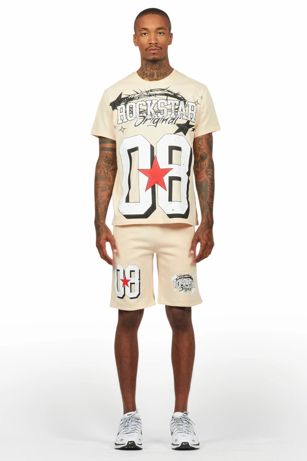 Allstar Beige/White T-Shirt Short Set