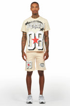 Allstar Beige/White T-Shirt Short Set