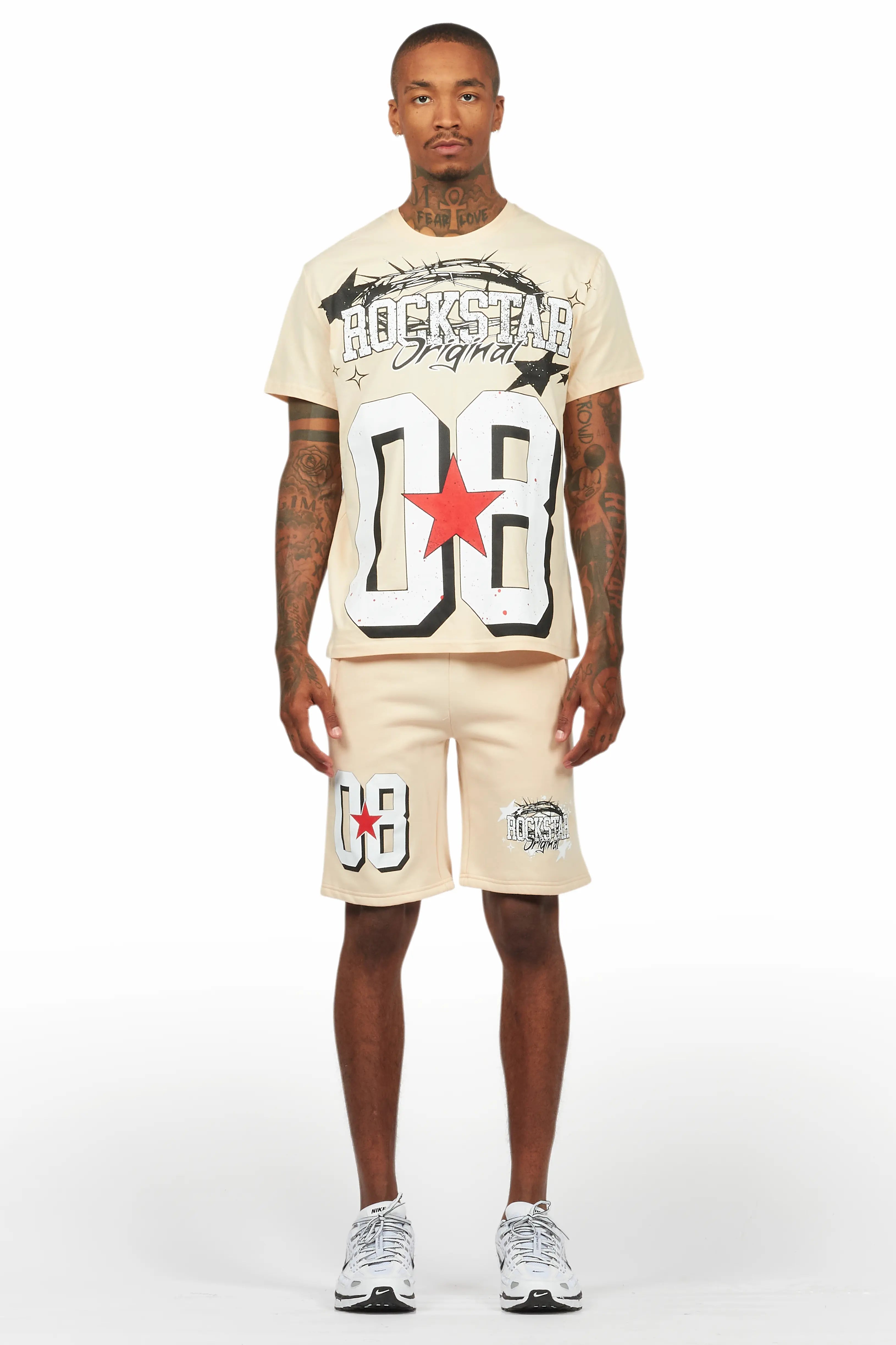 Allstar Beige/White T-Shirt Short Set