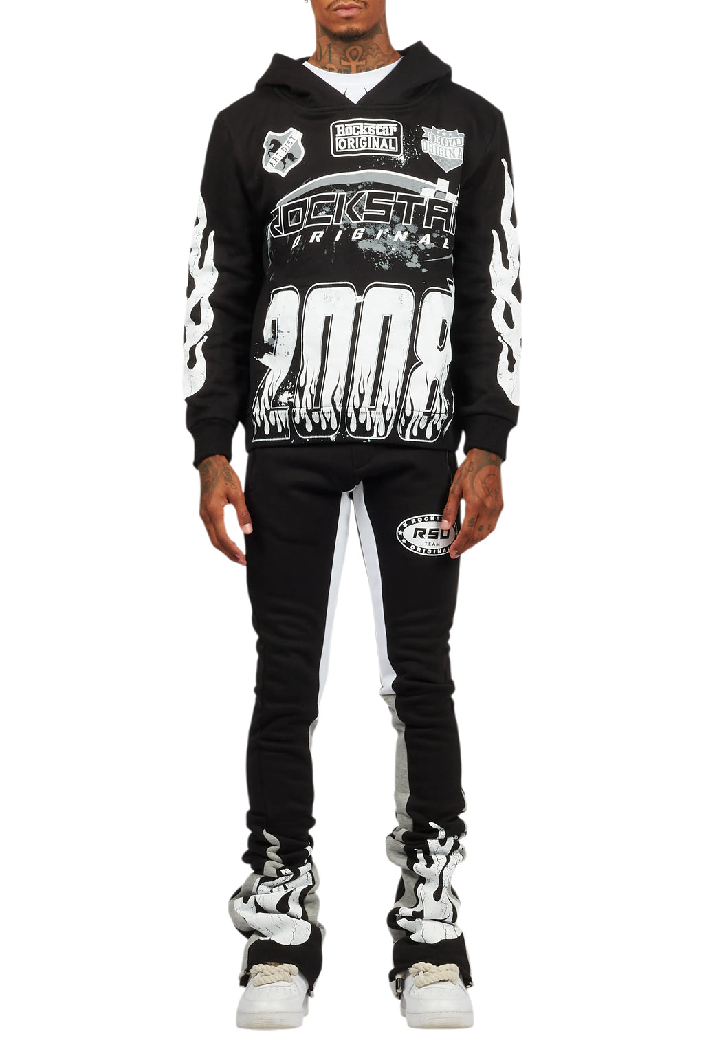 Amos Black Hoodie/Super Stacked Hoodie Track Set