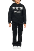 Boys Andros Black Graphic Knit Hoodie