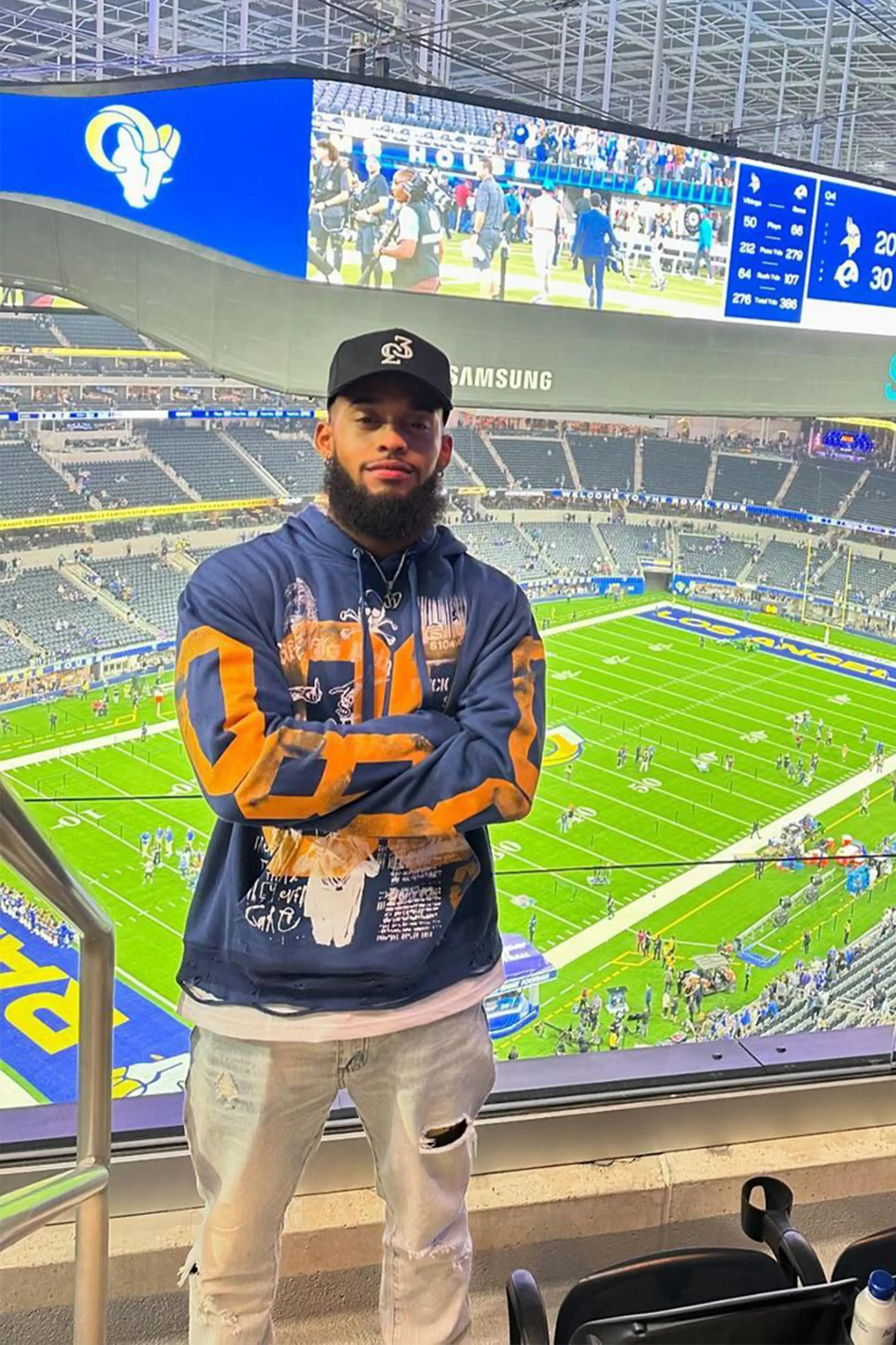 Grill Navy Distressed Graphic Hoodie