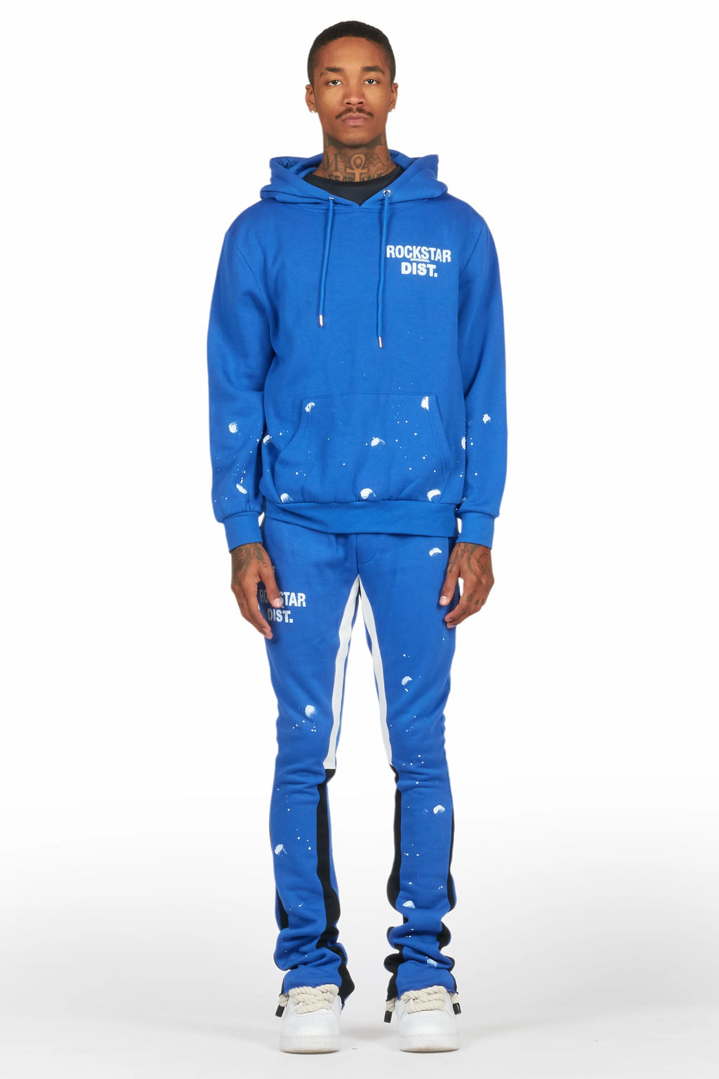 Raffer Royal Blue Hoodie/Stacked Flare Pant Set