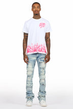 Bubble White/Pink T-Shirt/Super Stacked Flare Jean Bundle