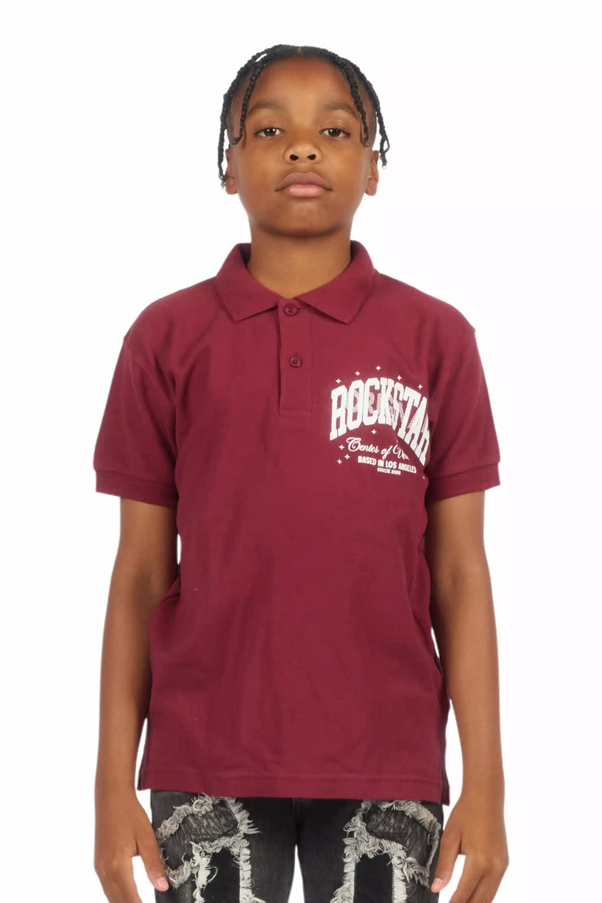 Boys Ruffo Burgundy/White Polo