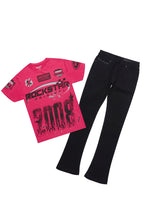 Amos Fuchsia Graphic T-Shirt & Dag Black Jean Bundle