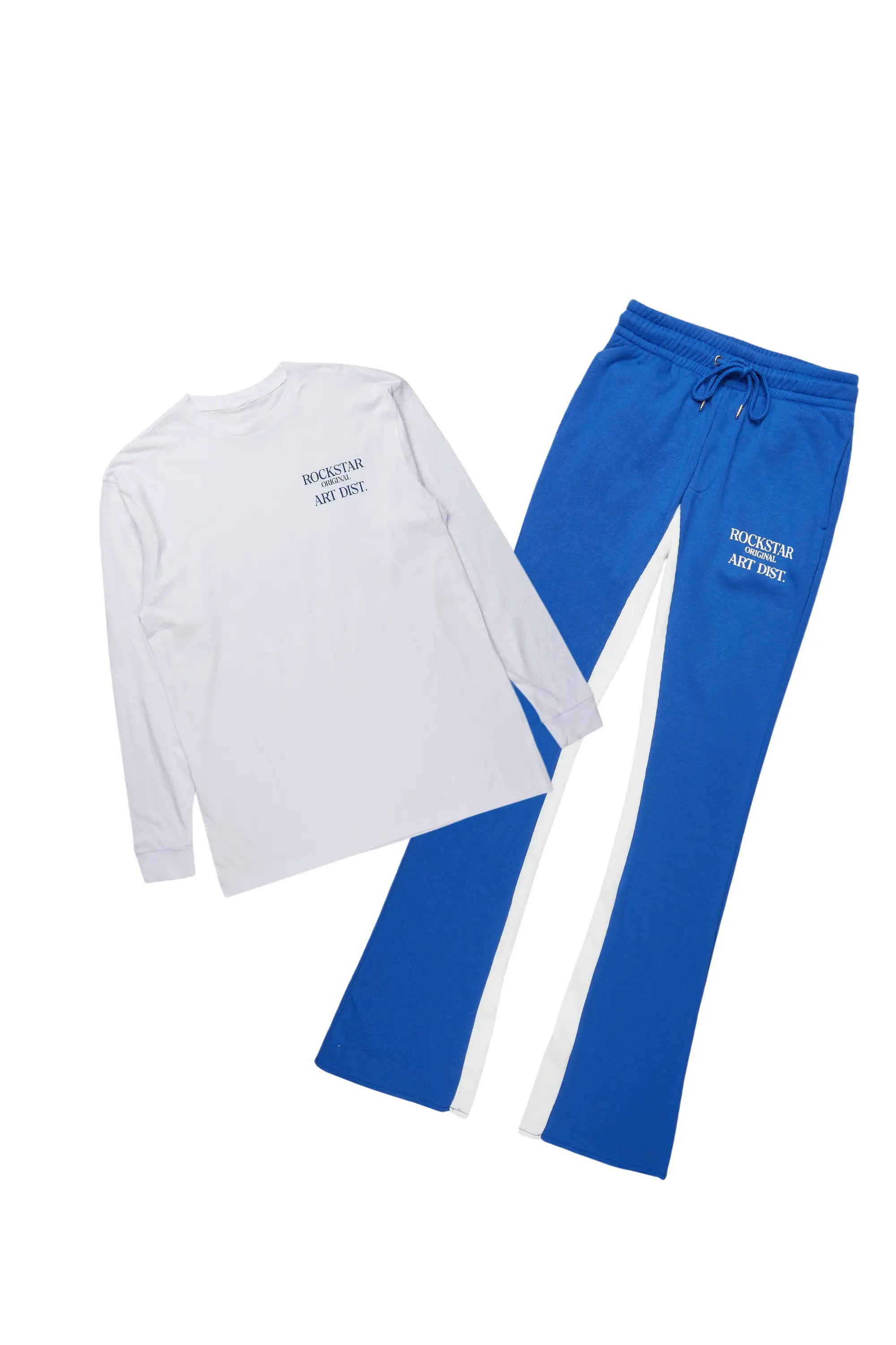Briggs White/Royal Long Sleeve T-Shirt/Baggy Pant Set