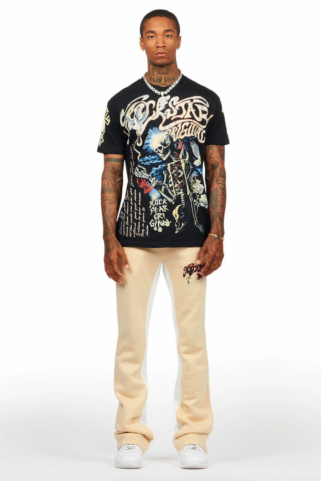 Danby Black/Beige T-Shirt/Baggy Pant Set