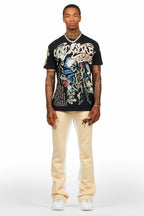 Danby Black/Beige T-Shirt/Baggy Pant Set