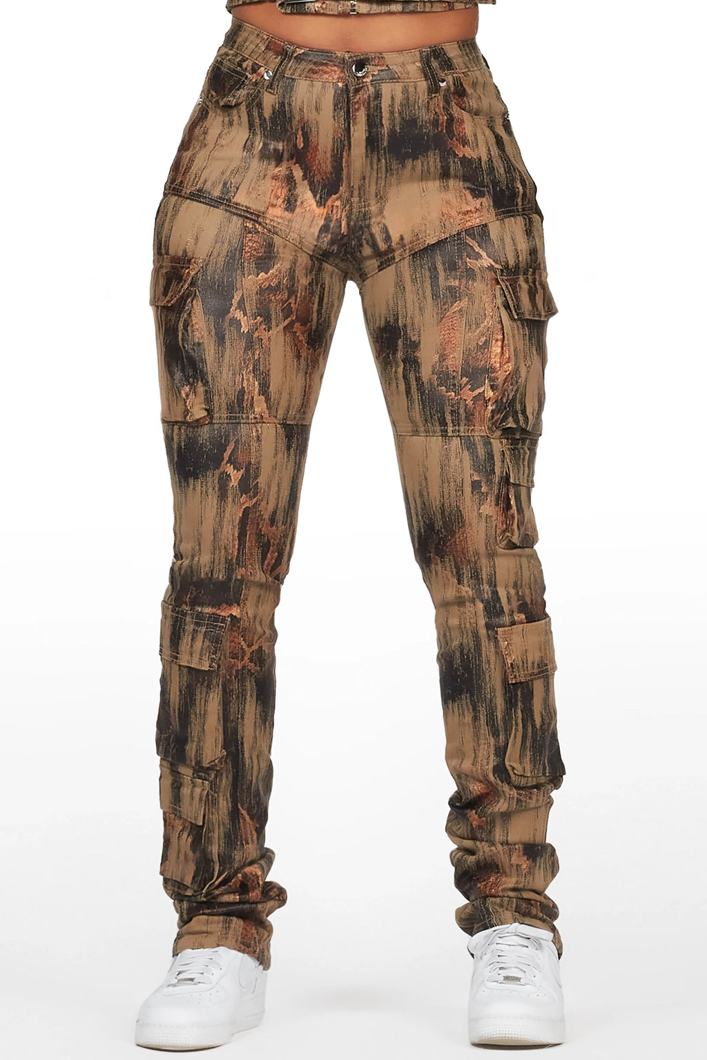 Nakedra Taupe Snakeskin Skinny Stacked PU Pant