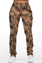 Nakedra Taupe Snakeskin Skinny Stacked PU Pant