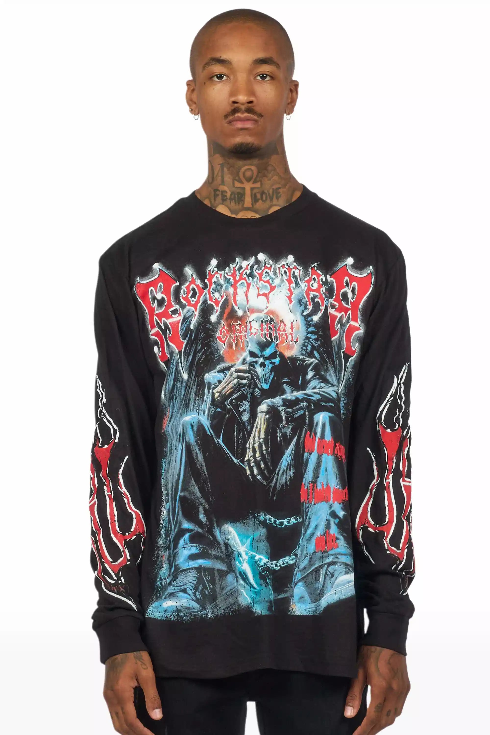 Krowne Black/Red Long Sleeve Graphic T-Shirt