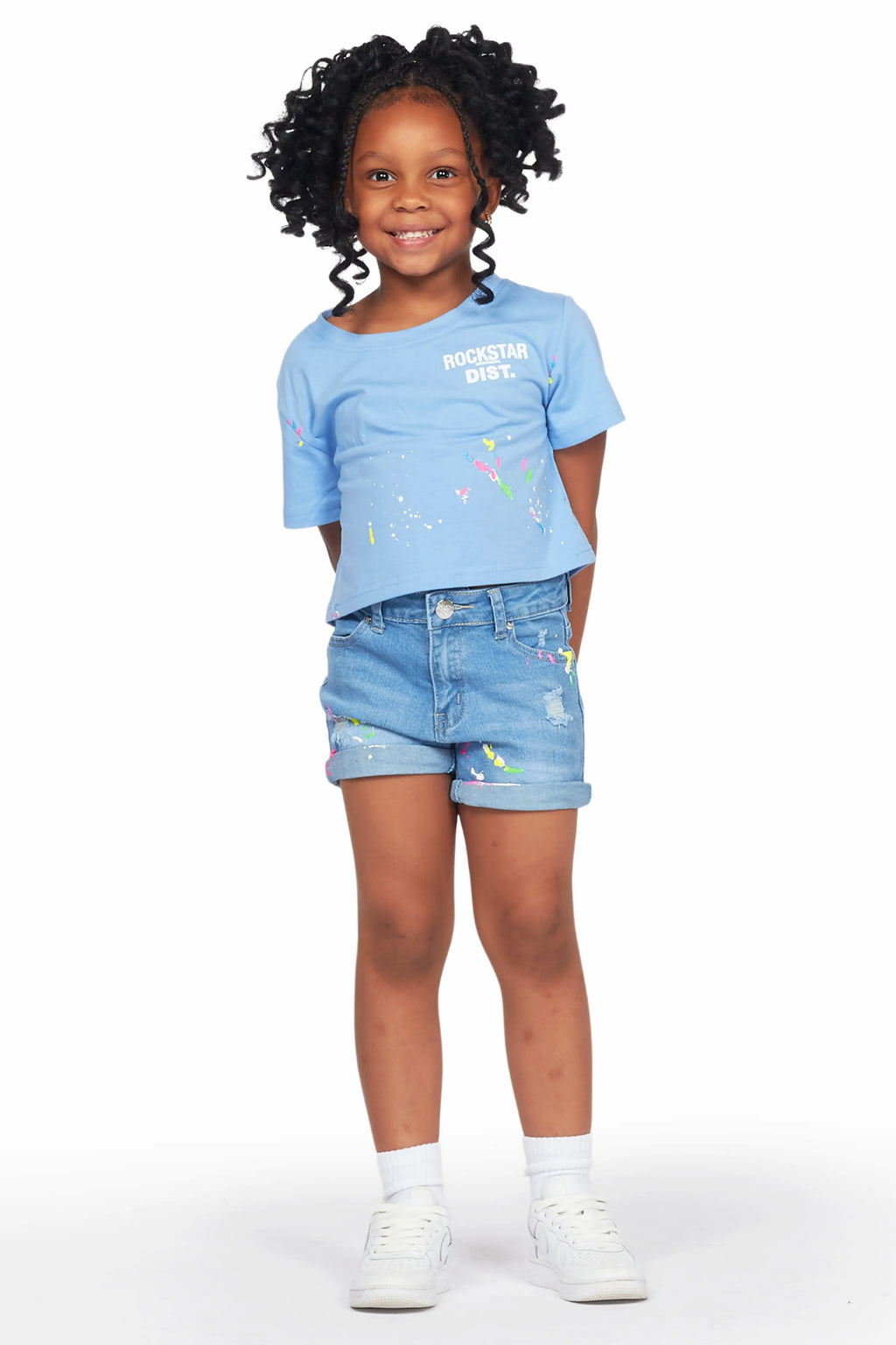 Girls Laila Blue T-Shirt/Denim Short Set
