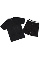 Ridley Black/Black Rhinestone T Shirt Short Set