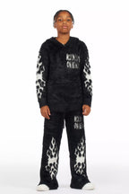Boys Toshio Black Stacked Flare Knitted Mohair Track Set