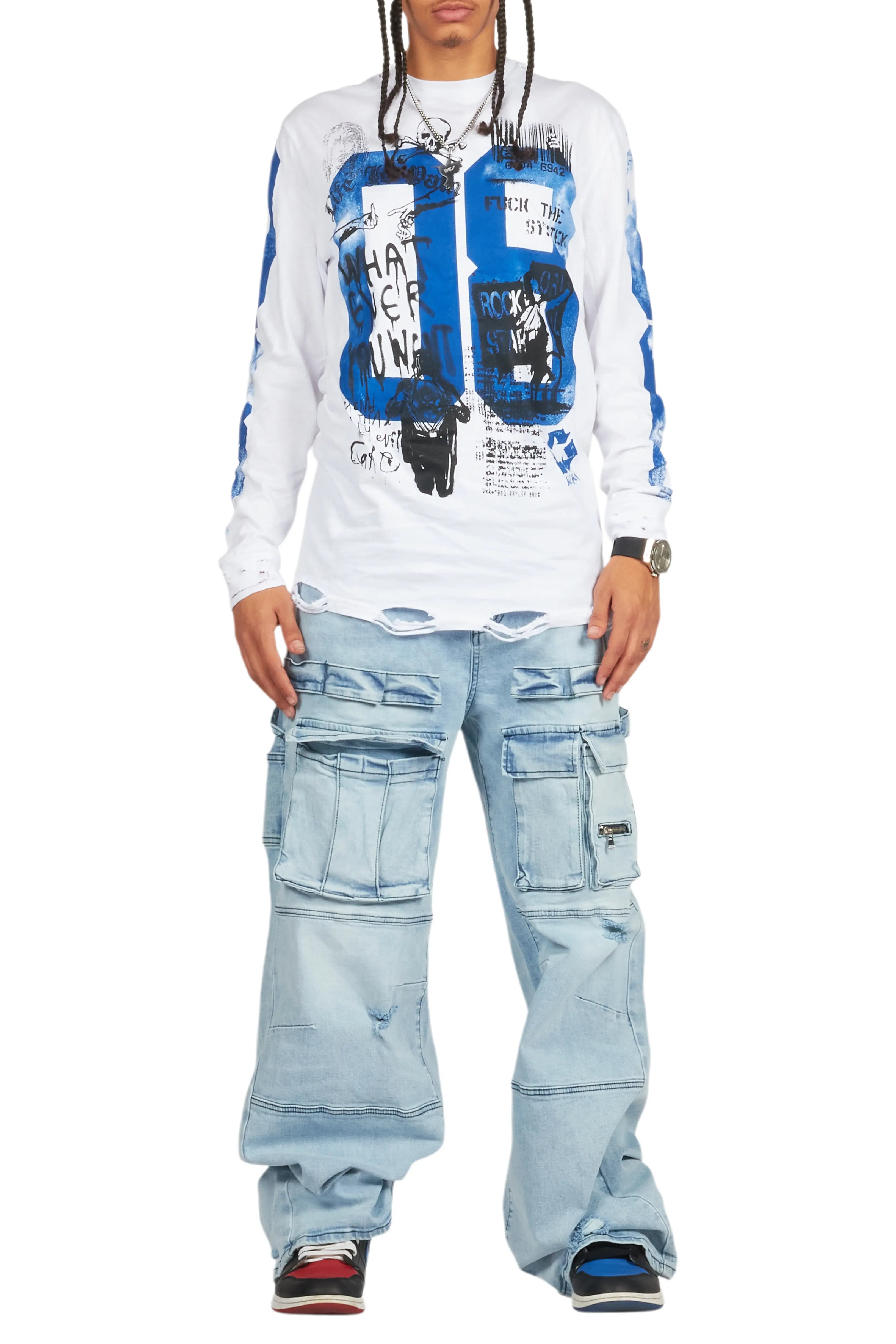 Grill White Long Sleeve Graphic T-Shirt