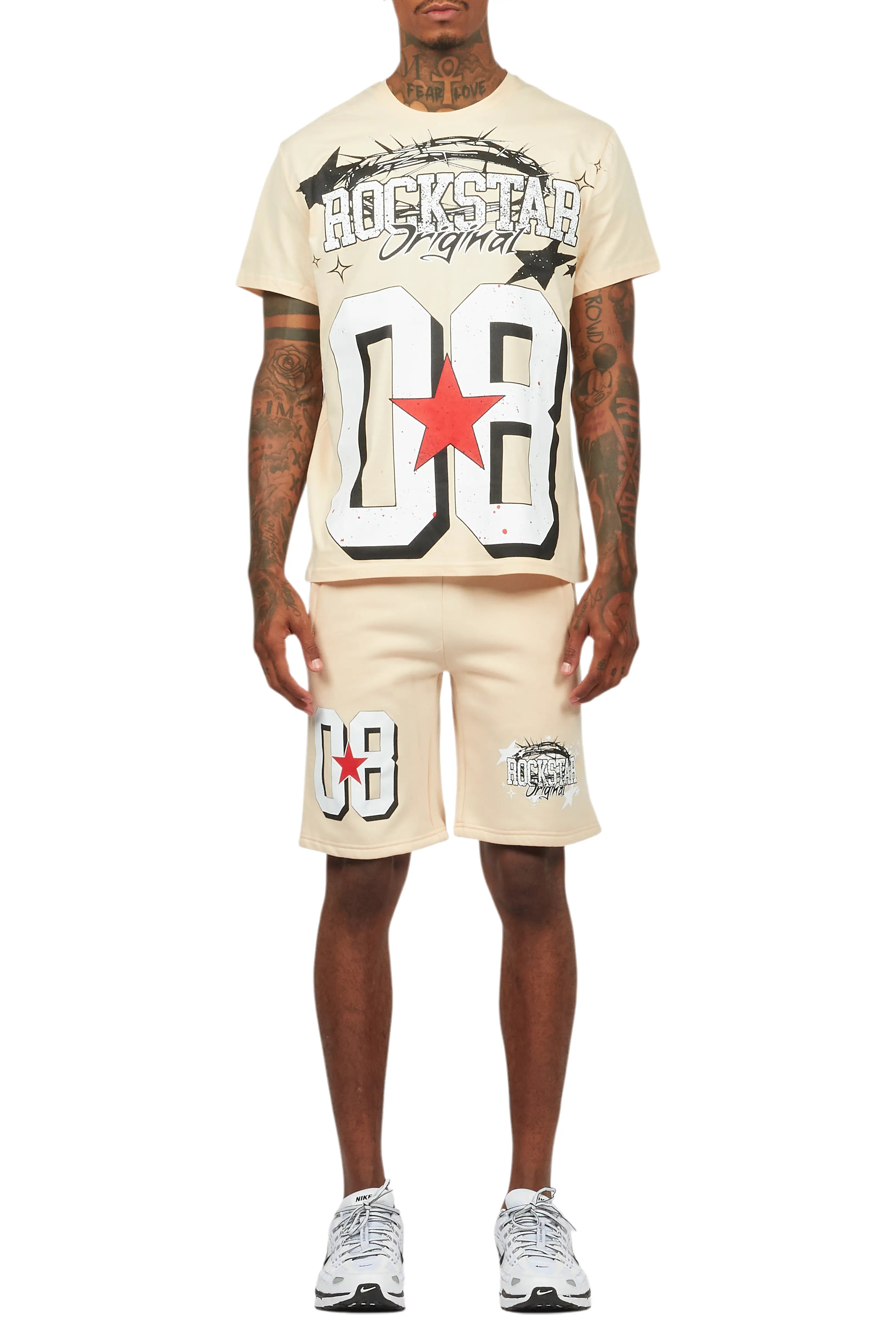 Allstar Beige/White T-Shirt Short Set