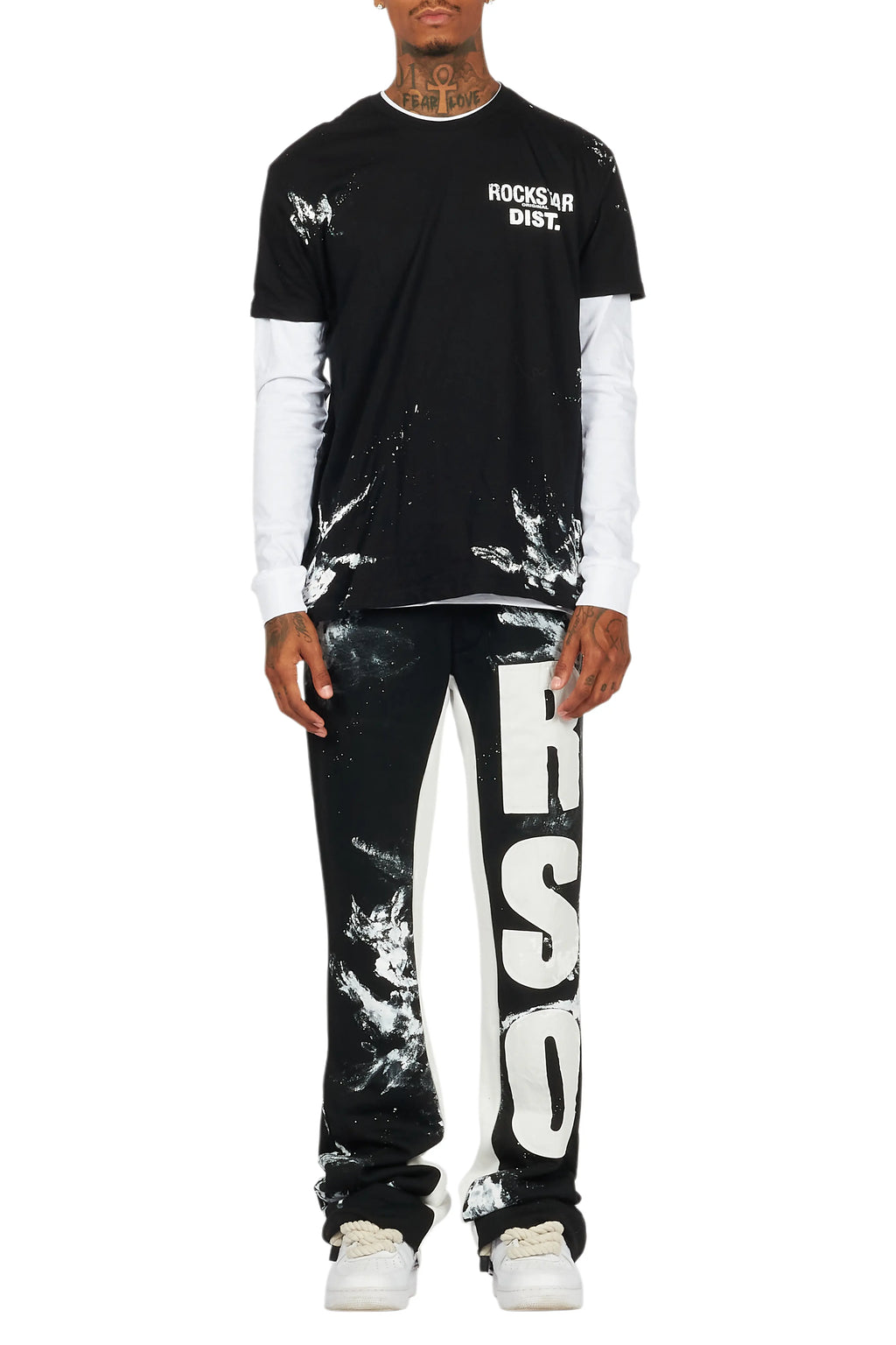 Allard Black/White Double Layer T-Shirt/Baggy Pant Set