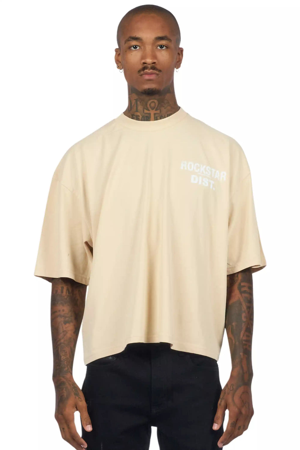 Lake Beige/White Boxy Crop T-Shirt