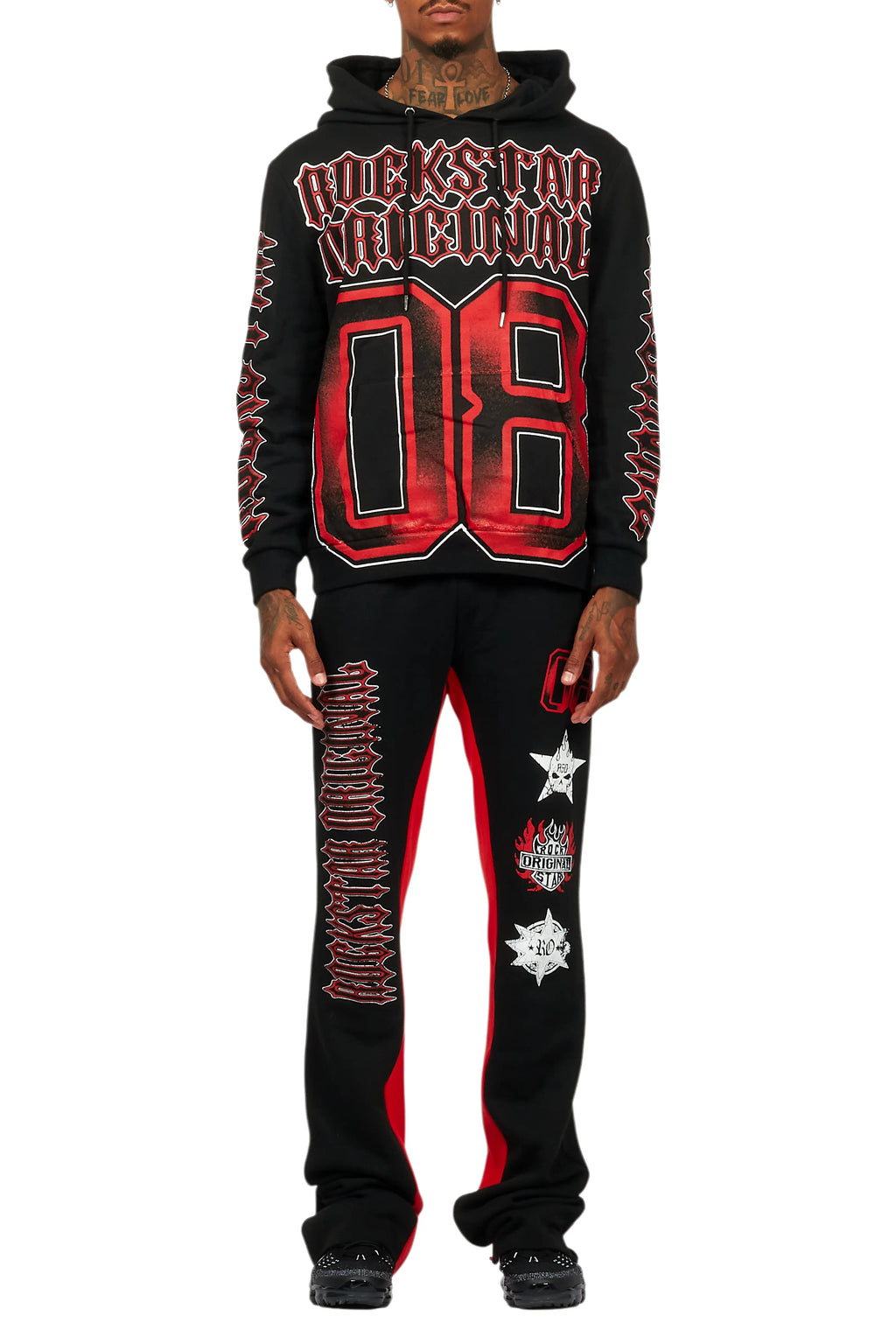Alim Black/Red Hoodie/Baggy Track Pant Set