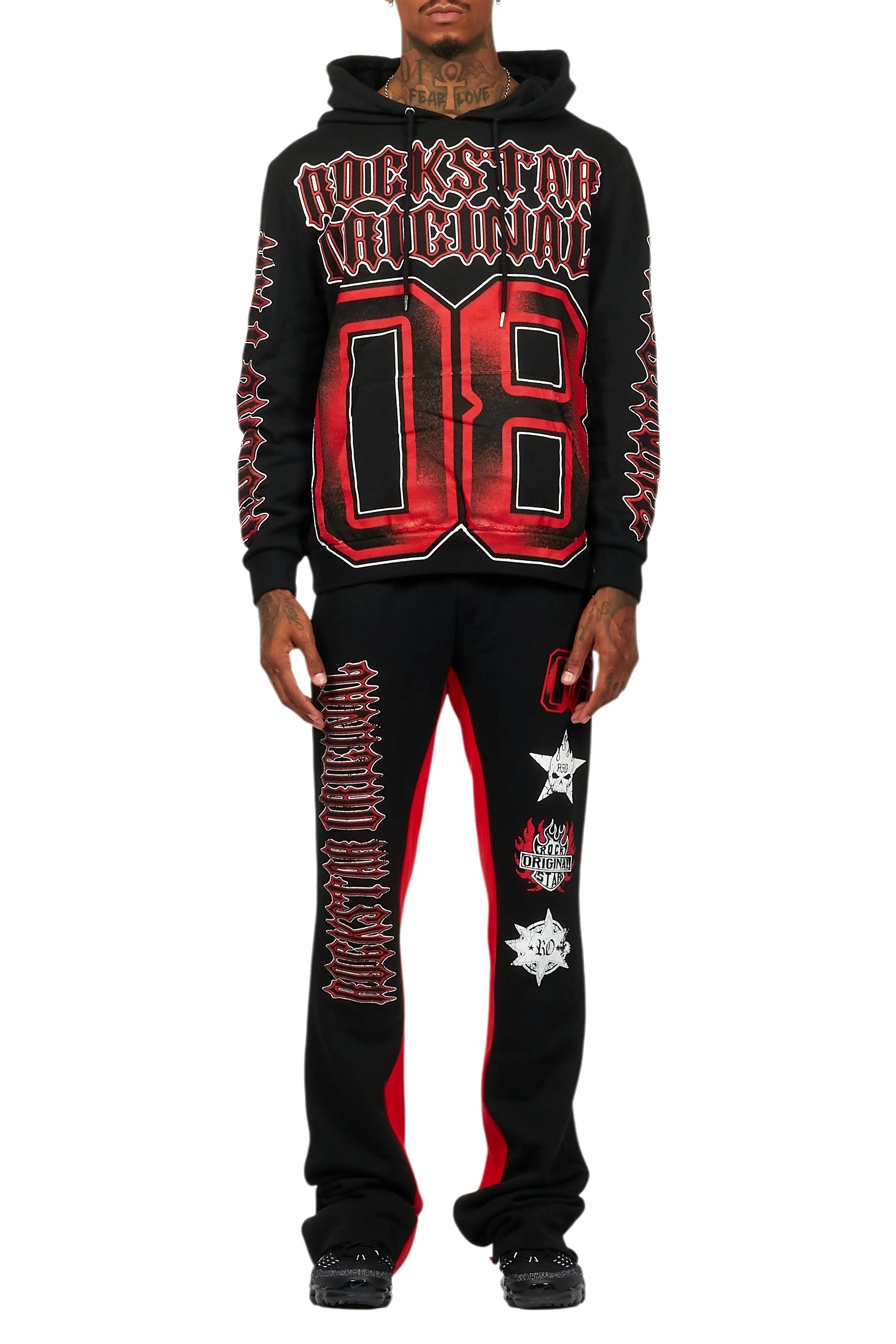 Alim Black/Red Hoodie/Baggy Track Pant Set