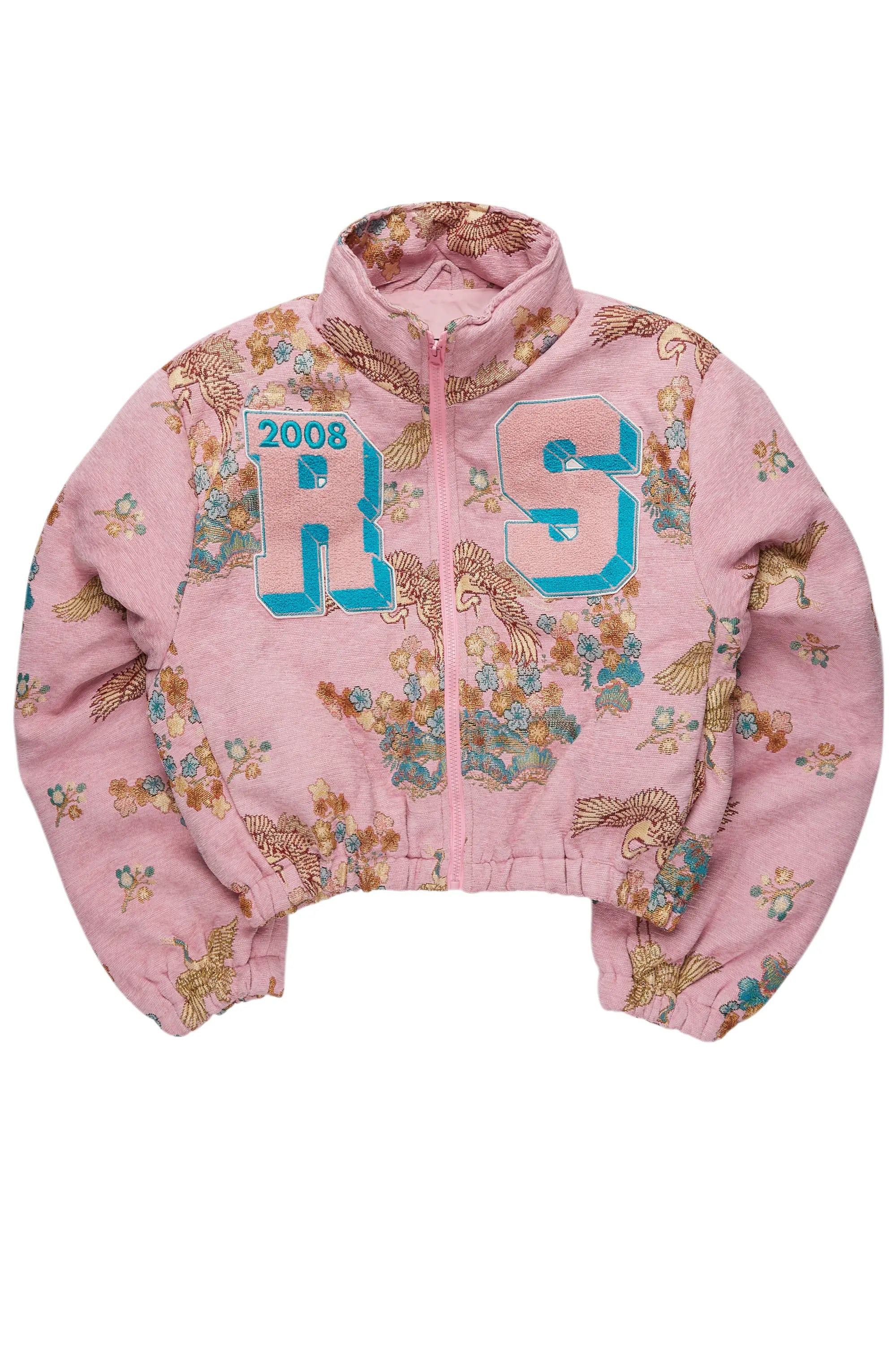 Vatasha Pink Tapestry Puffer Jacket