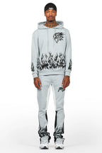 Bubble Grey/Black Stacked Flare Hoodie Track Set