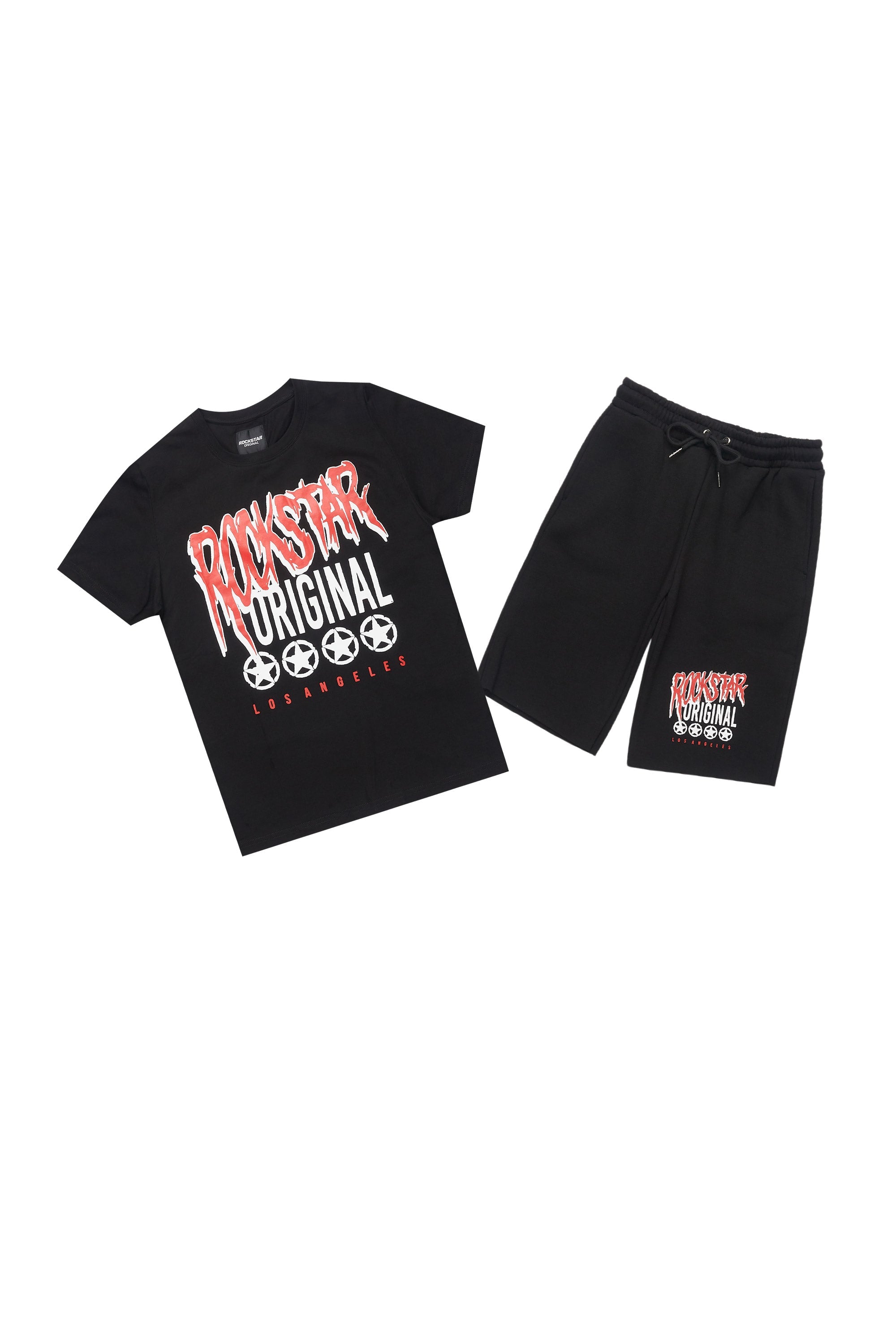 Boys Wizzurd Black/Red T-Shirt Cargo Shorts Set