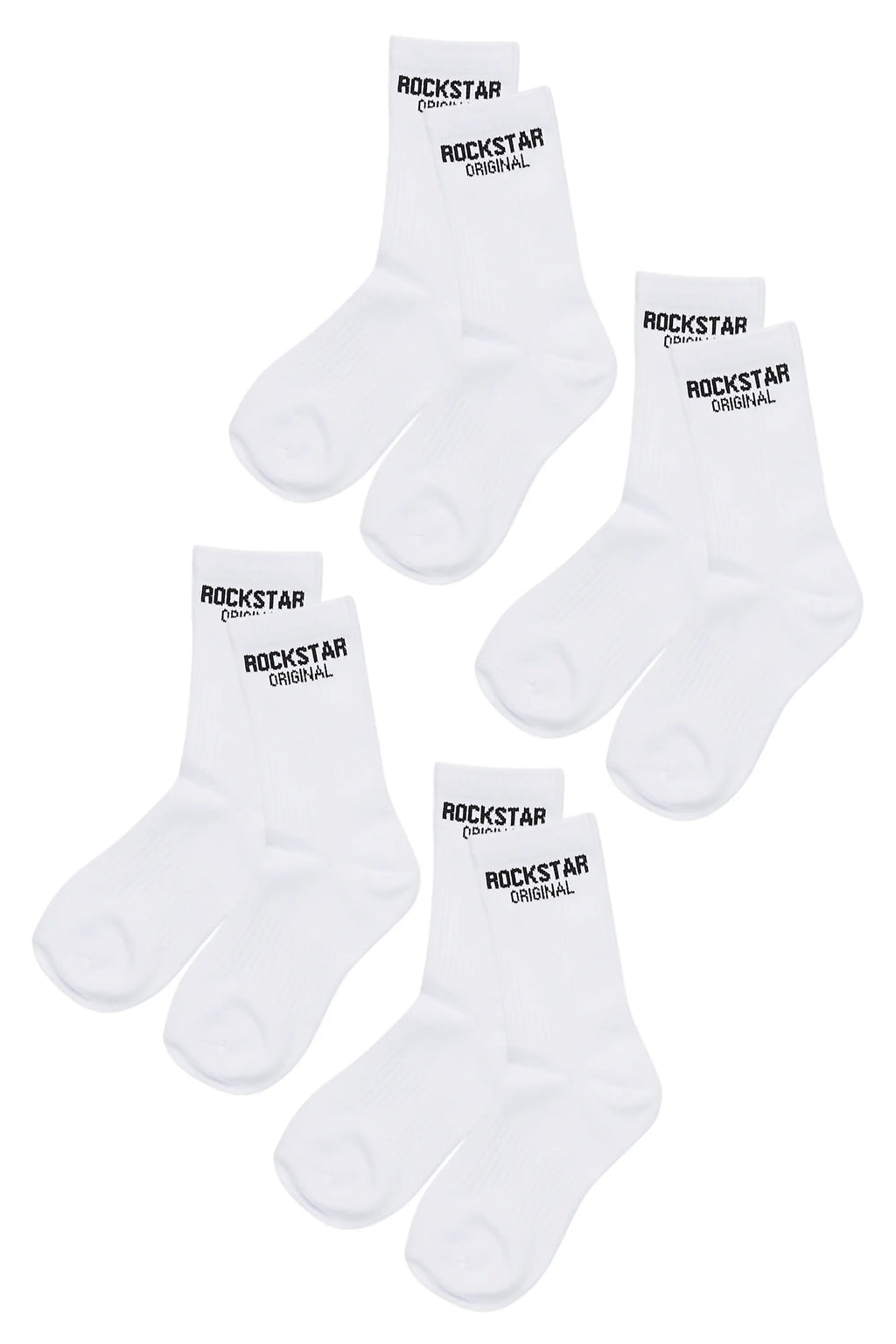 Womens Rockstar Dist White Basic Socks 4 Pack