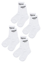 Womens Rockstar Dist White Basic Socks 4 Pack