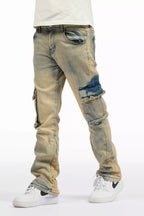 Boys Cermer Vintage Light Blue Flare Cargo Jean