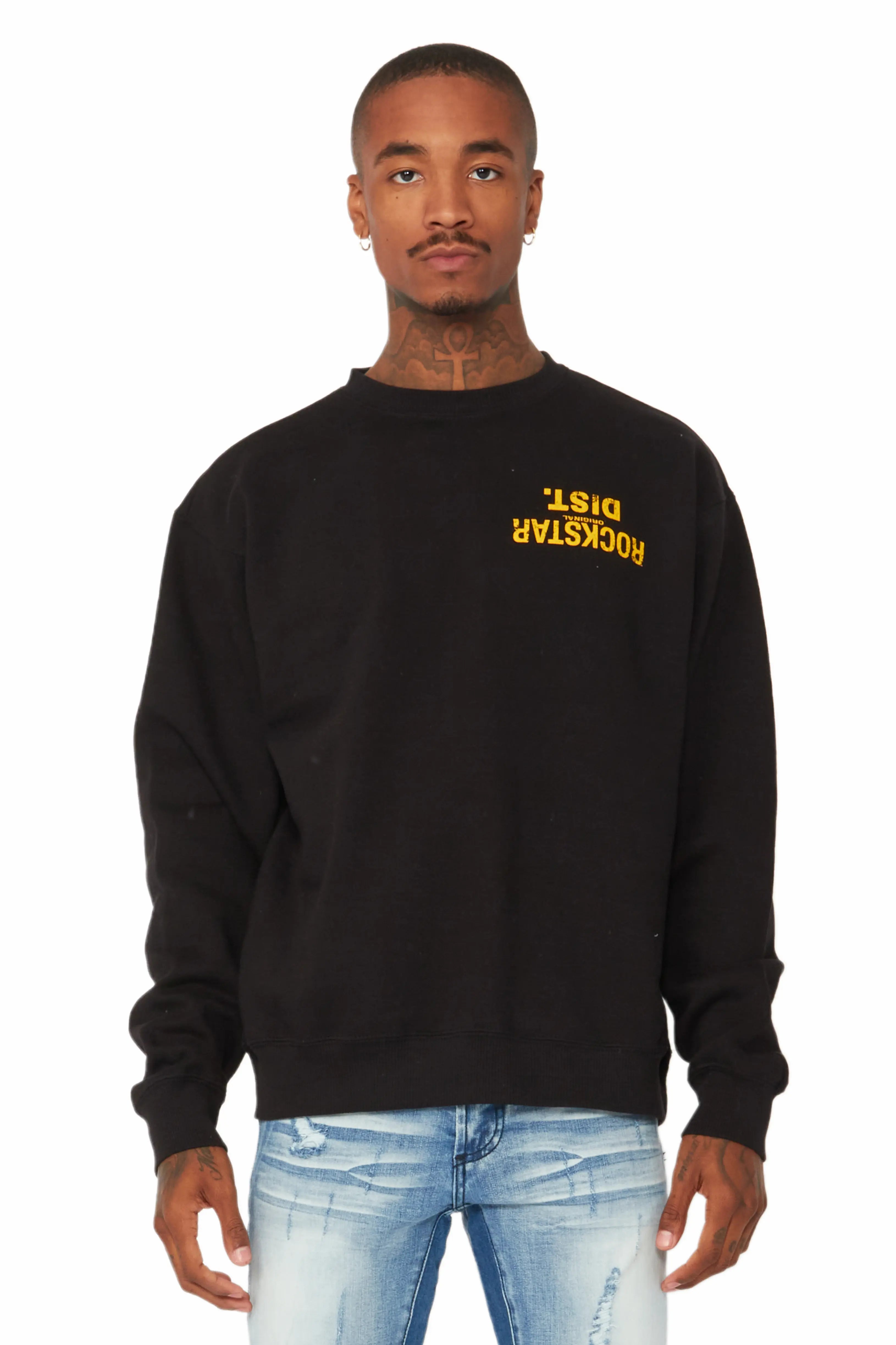 Dist. Town Black/Yellow Graphic Crewneck