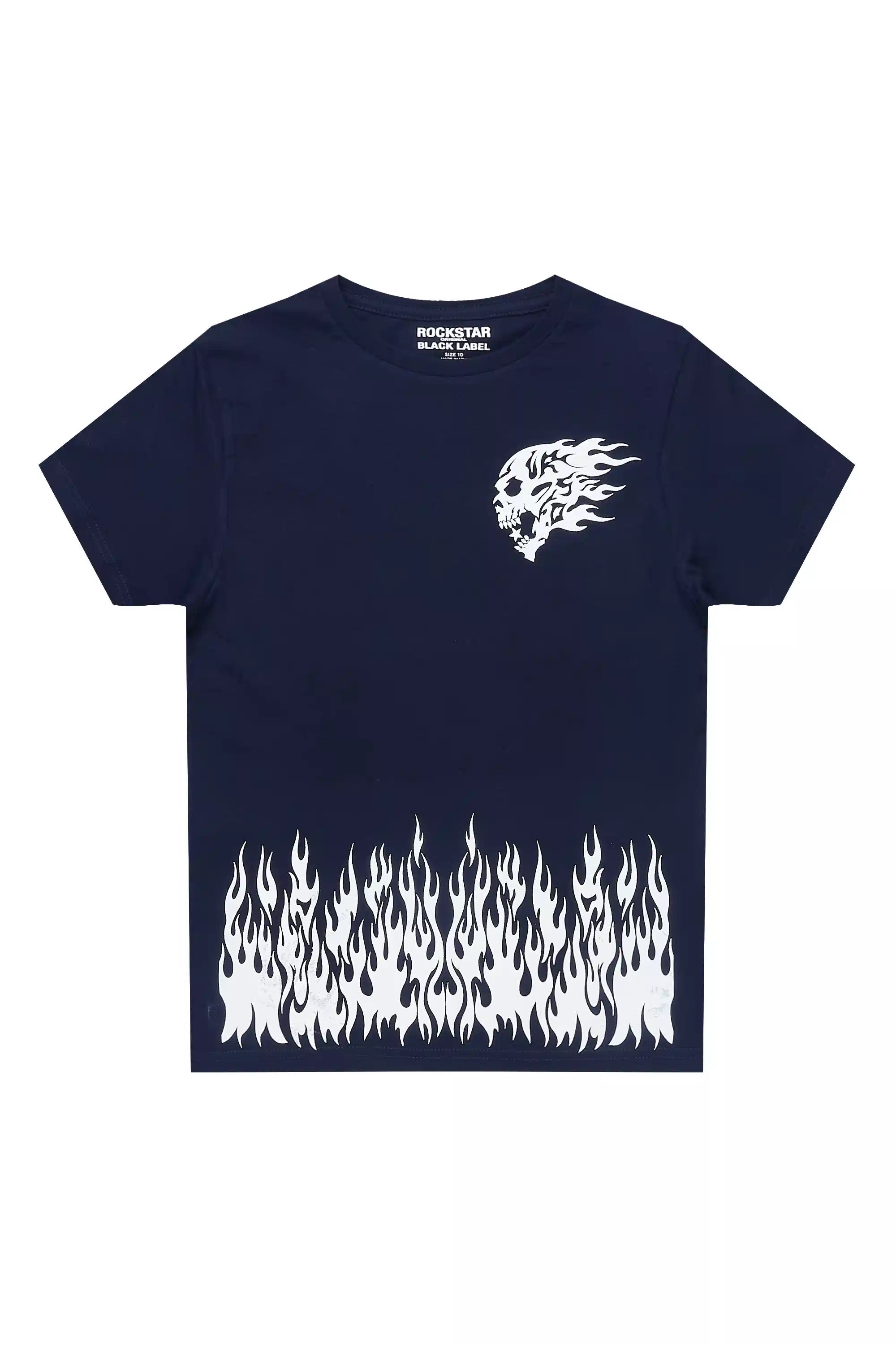 Boys Bubble Navy/White Graphic T-Shirt