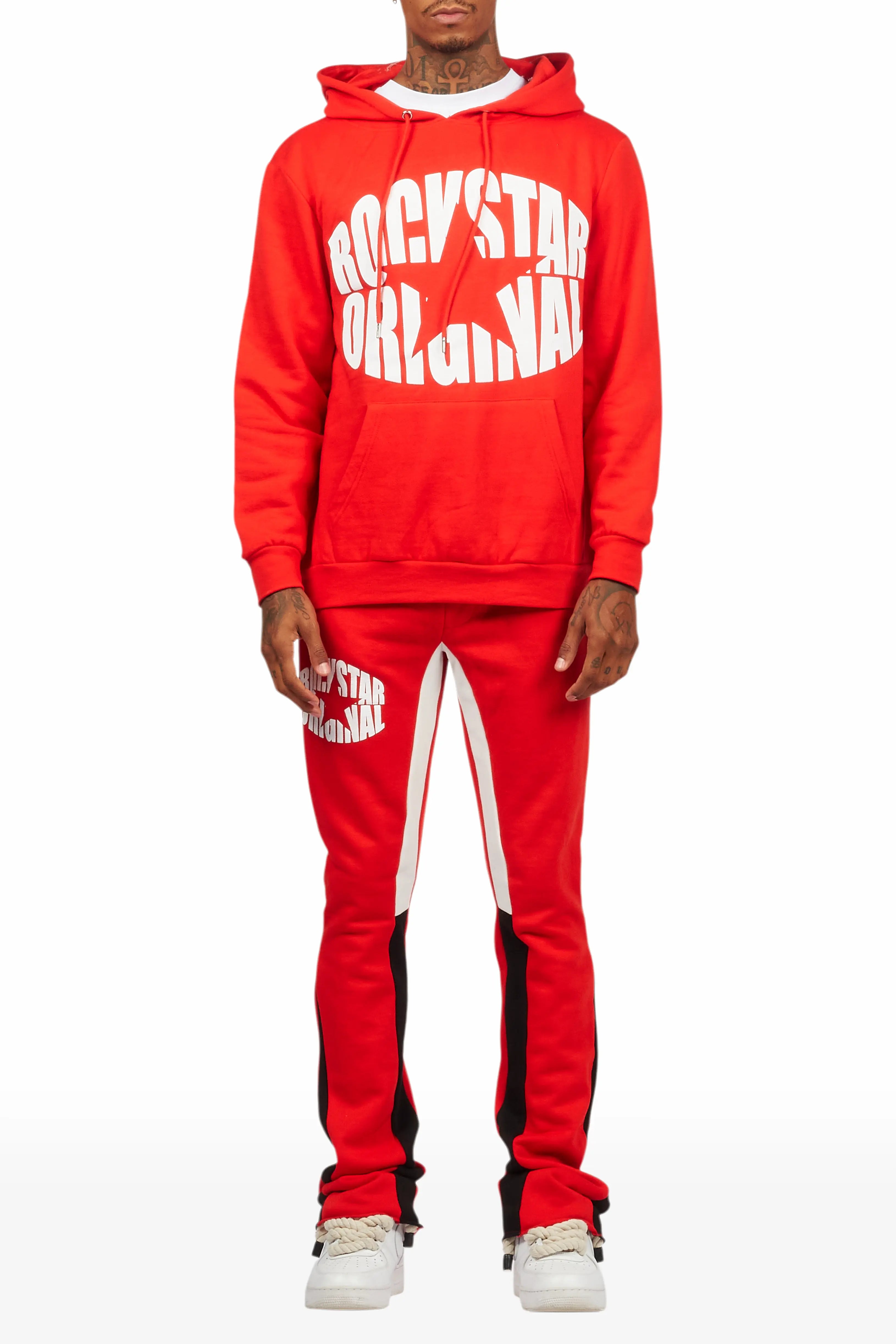 States Red Hoodie Stacked Flare Track Set