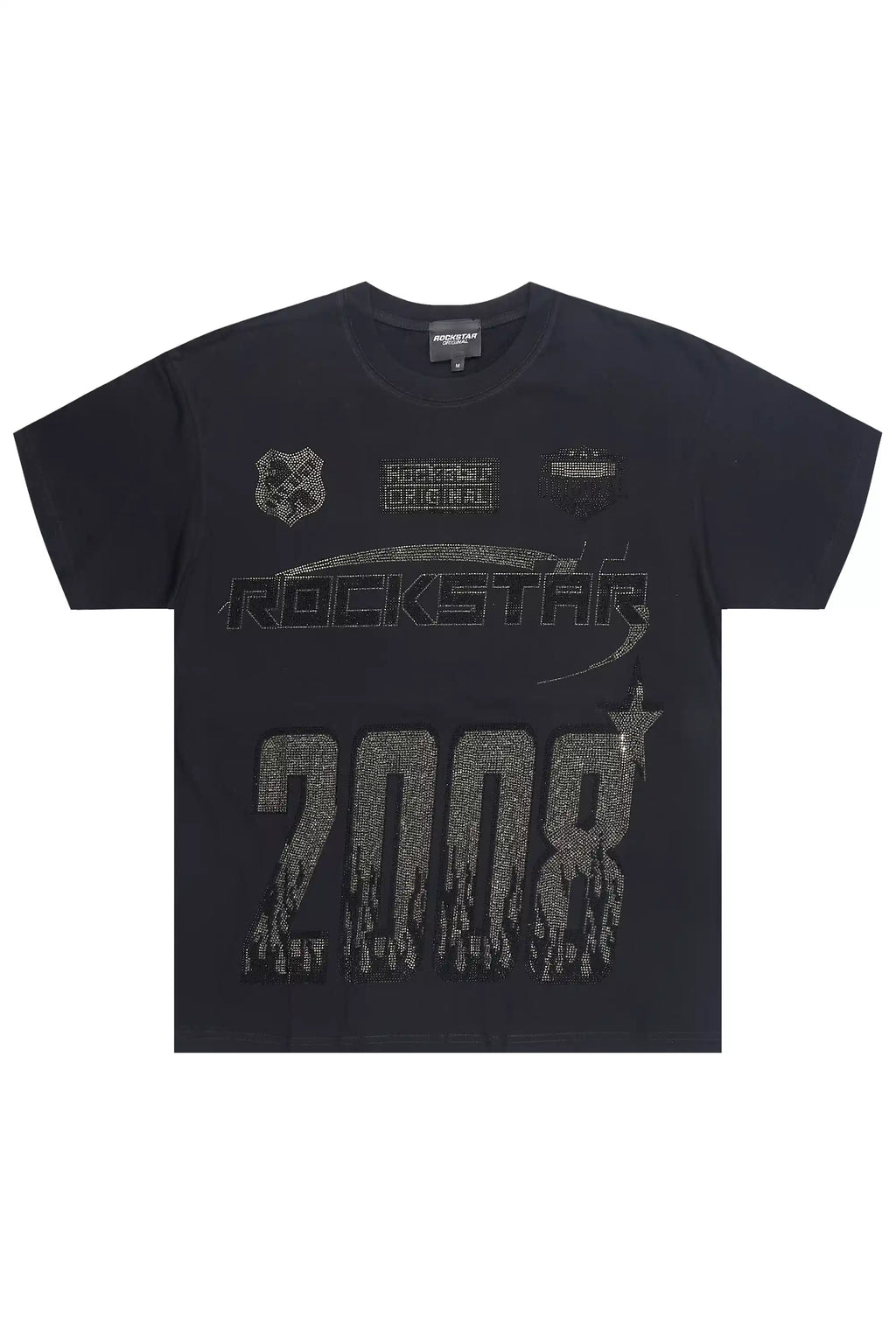 Amos 2.0 Black Graphic Rhinestone T-Shirt