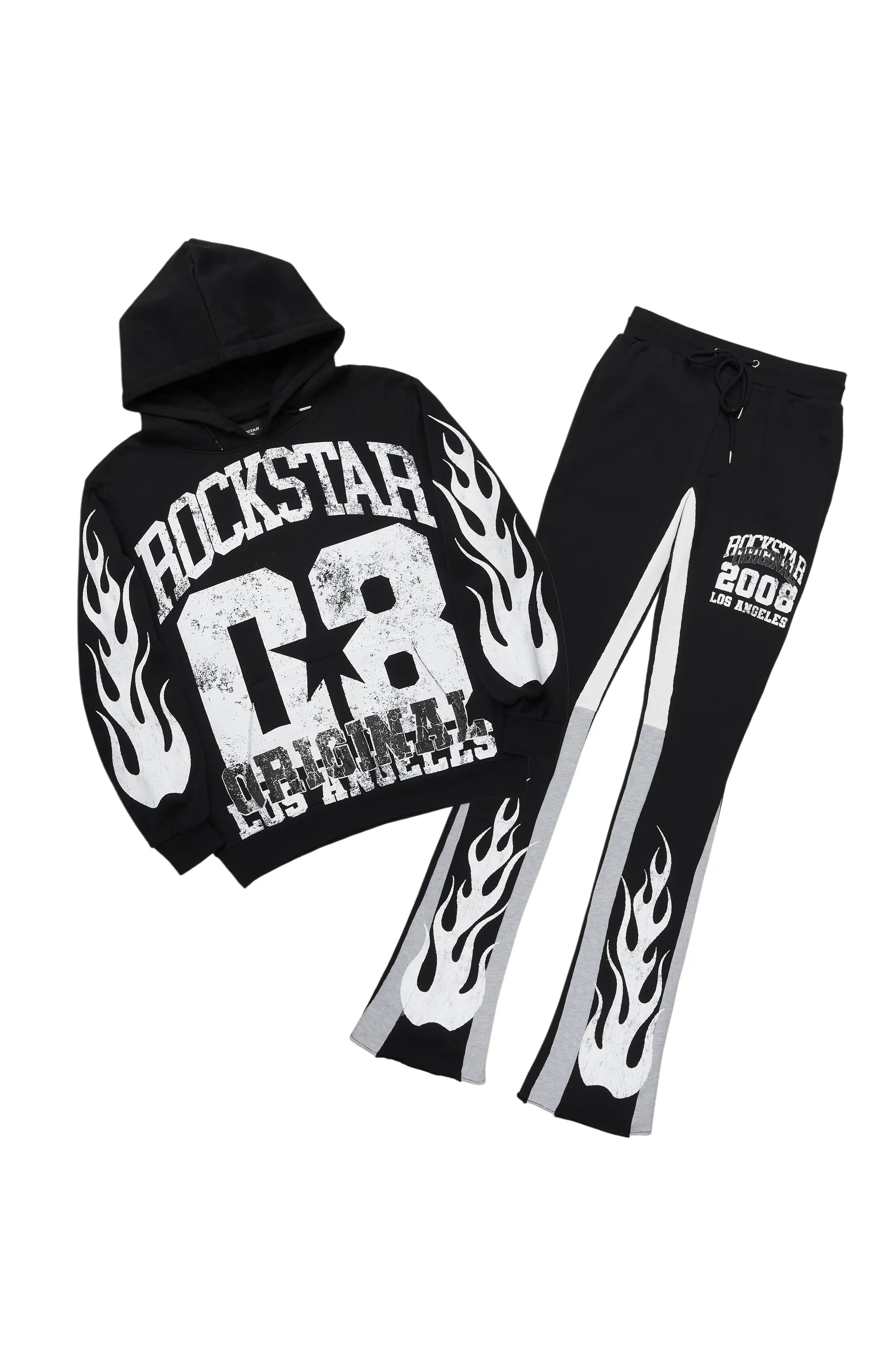 Edel Black/White Hoodie/Stacked Flare Pant Set