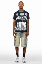 Amos Navy T-Shirt/Denim Short Set