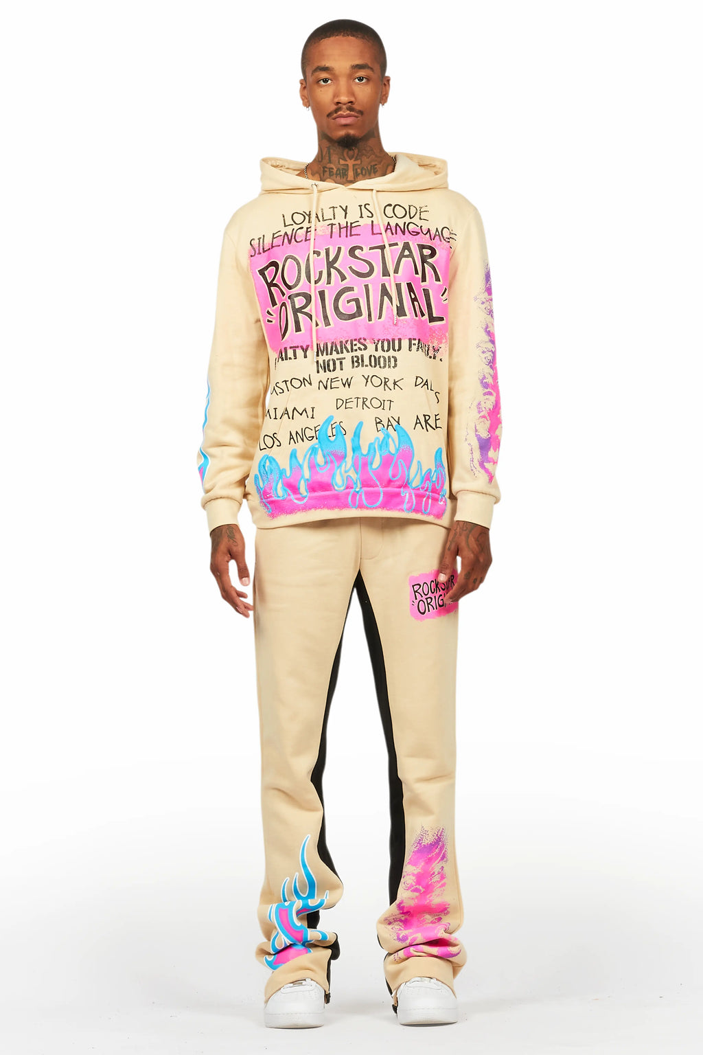 Beno Beige Hoodie/Baggy Track Pant Set