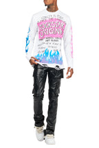 Beno White Long Sleeve Distressed Graphic T-Shirt