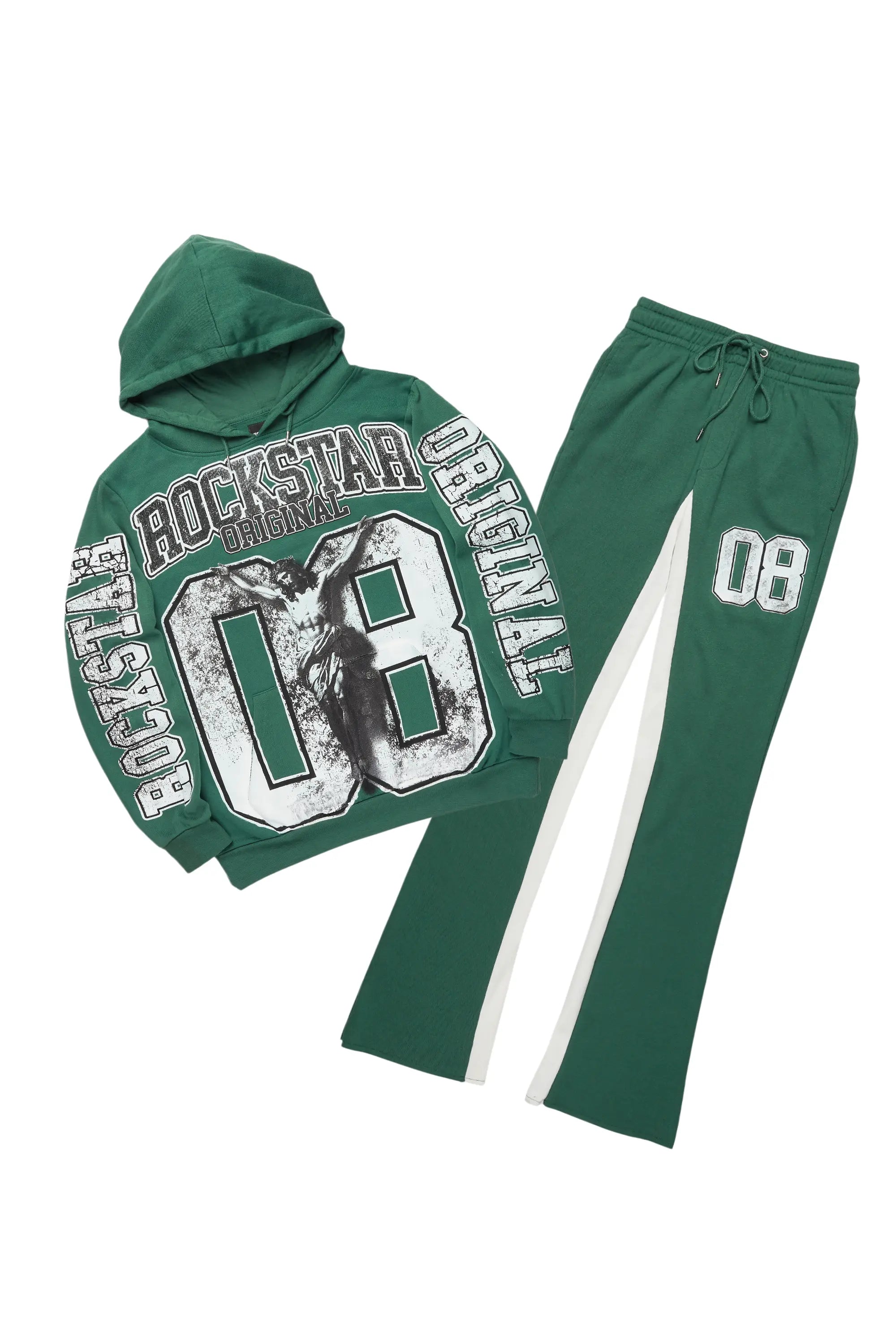 Fields Green/White Baggy Hoodie Track Set
