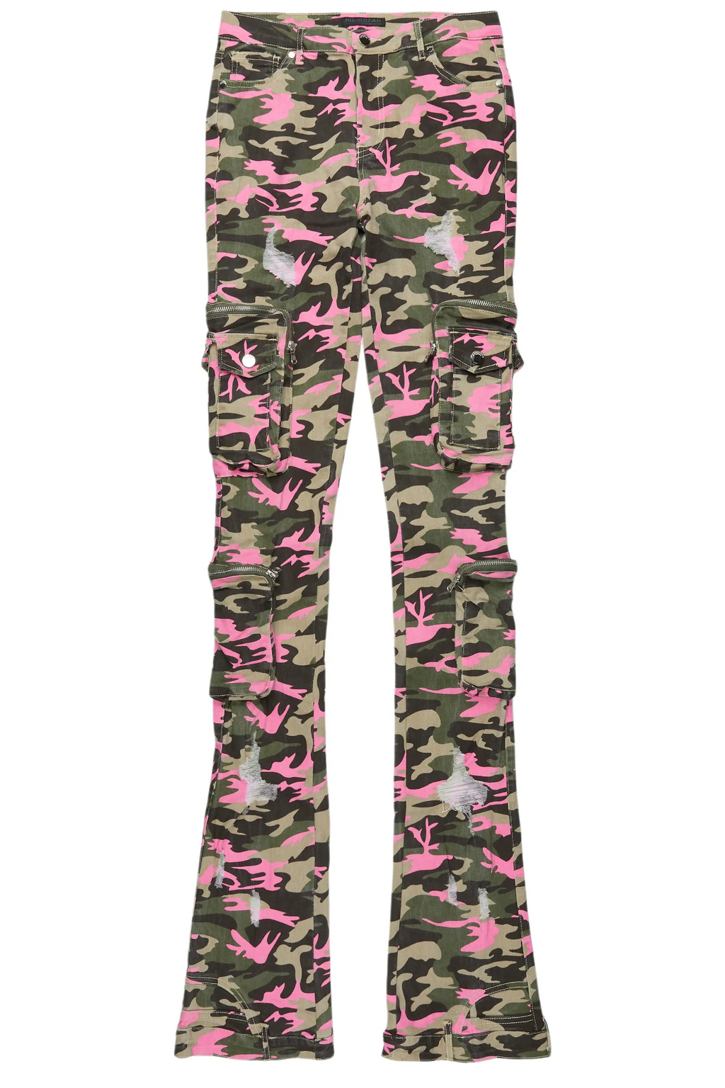 Alisson Green/Pink Camo Cargo Super Stacked Jean