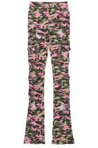Alisson Green/Pink Camo Cargo Super Stacked Jean