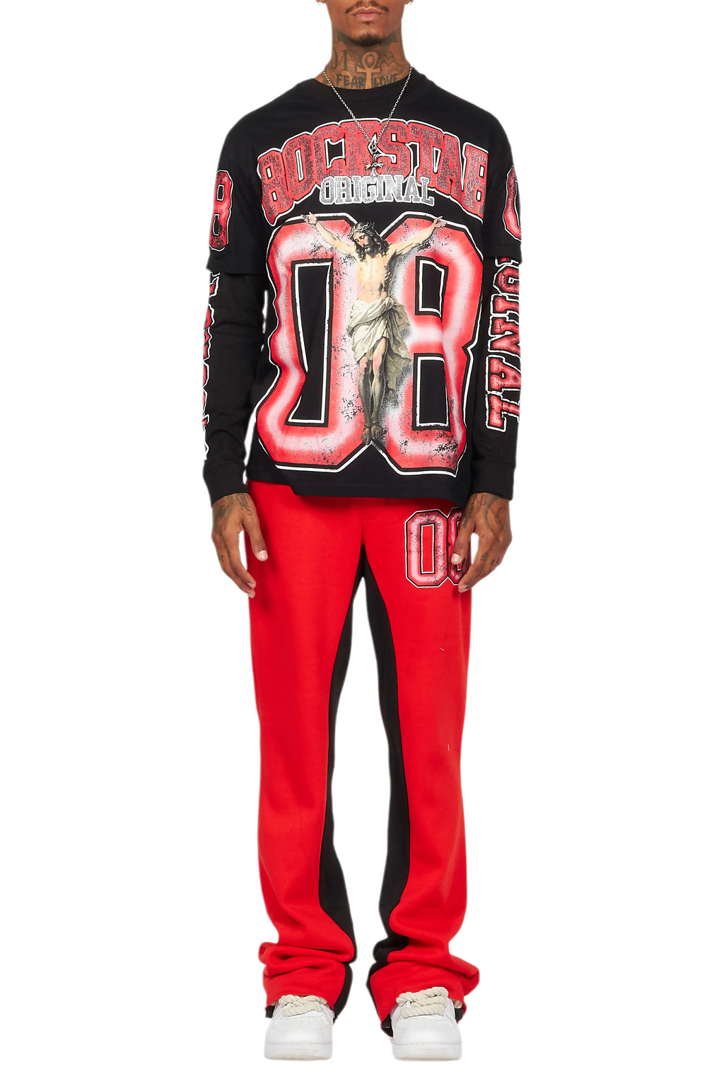 Fields Black/Red Double Layer T-Shirt/Baggy Pant Set