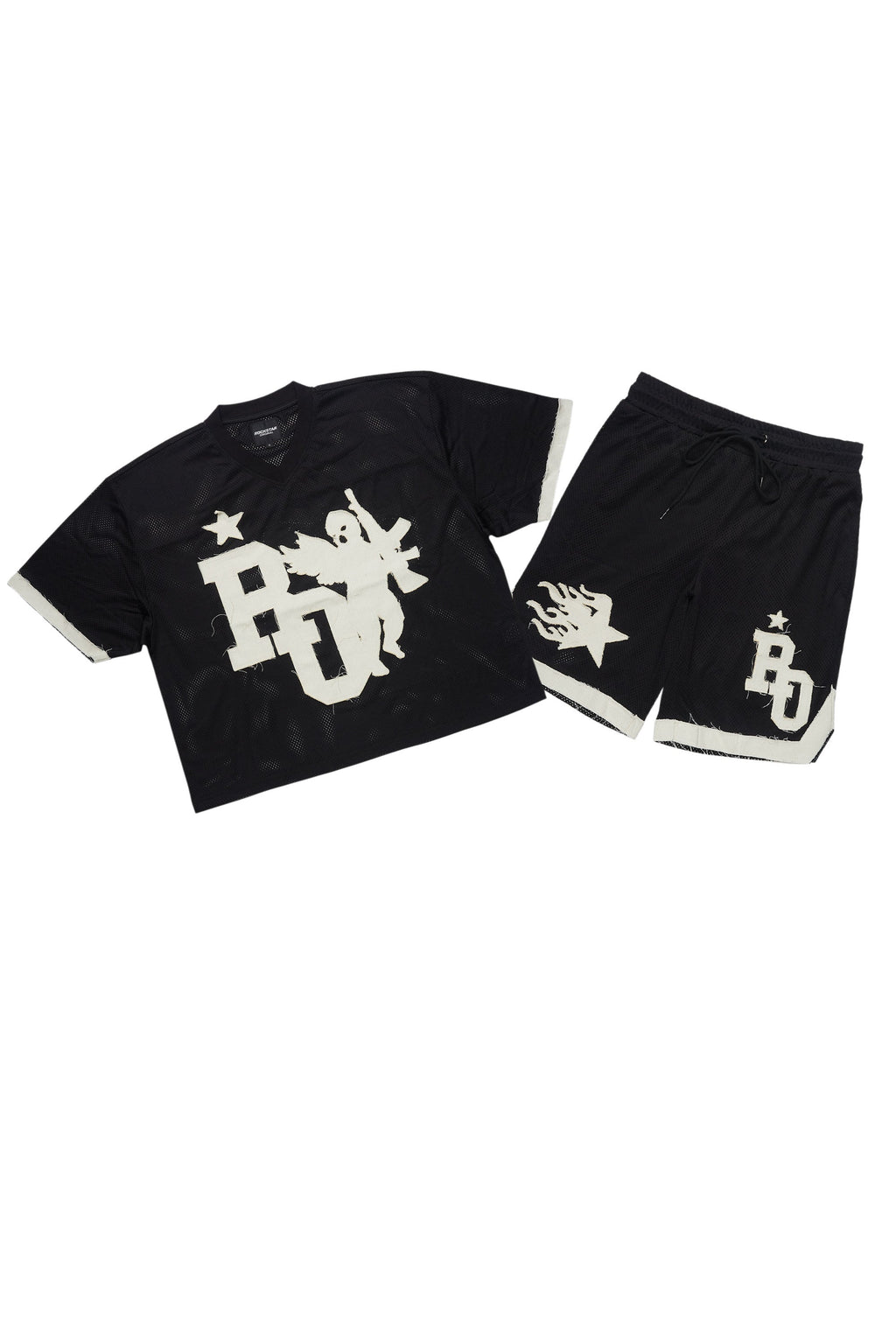 Pluton Black Mesh T-Shirt/Short Set