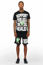 Tarl Black Graphic T-Shirt Short Set