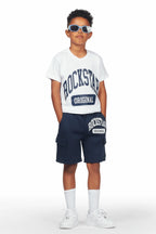 Boys Nikko White/Navy T-Shirt Short Set
