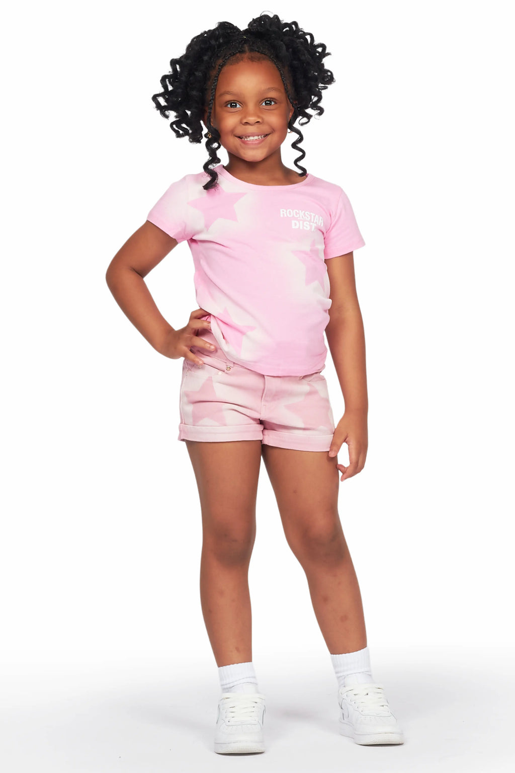 Girls Jadey Pink T-Shirt/Denim Short Set