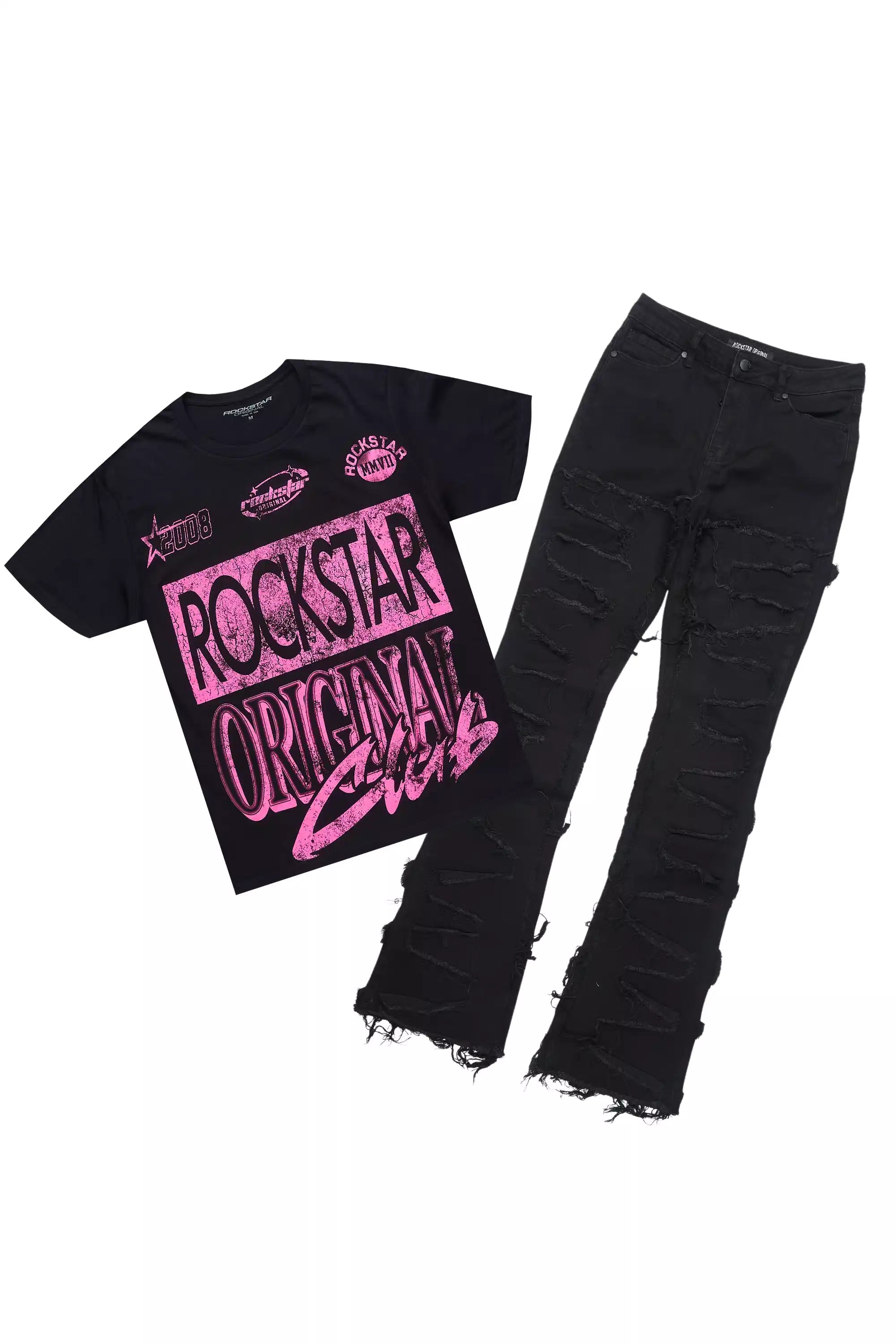 Tiffiany Black Tee & Zariyah Black Jean Set
