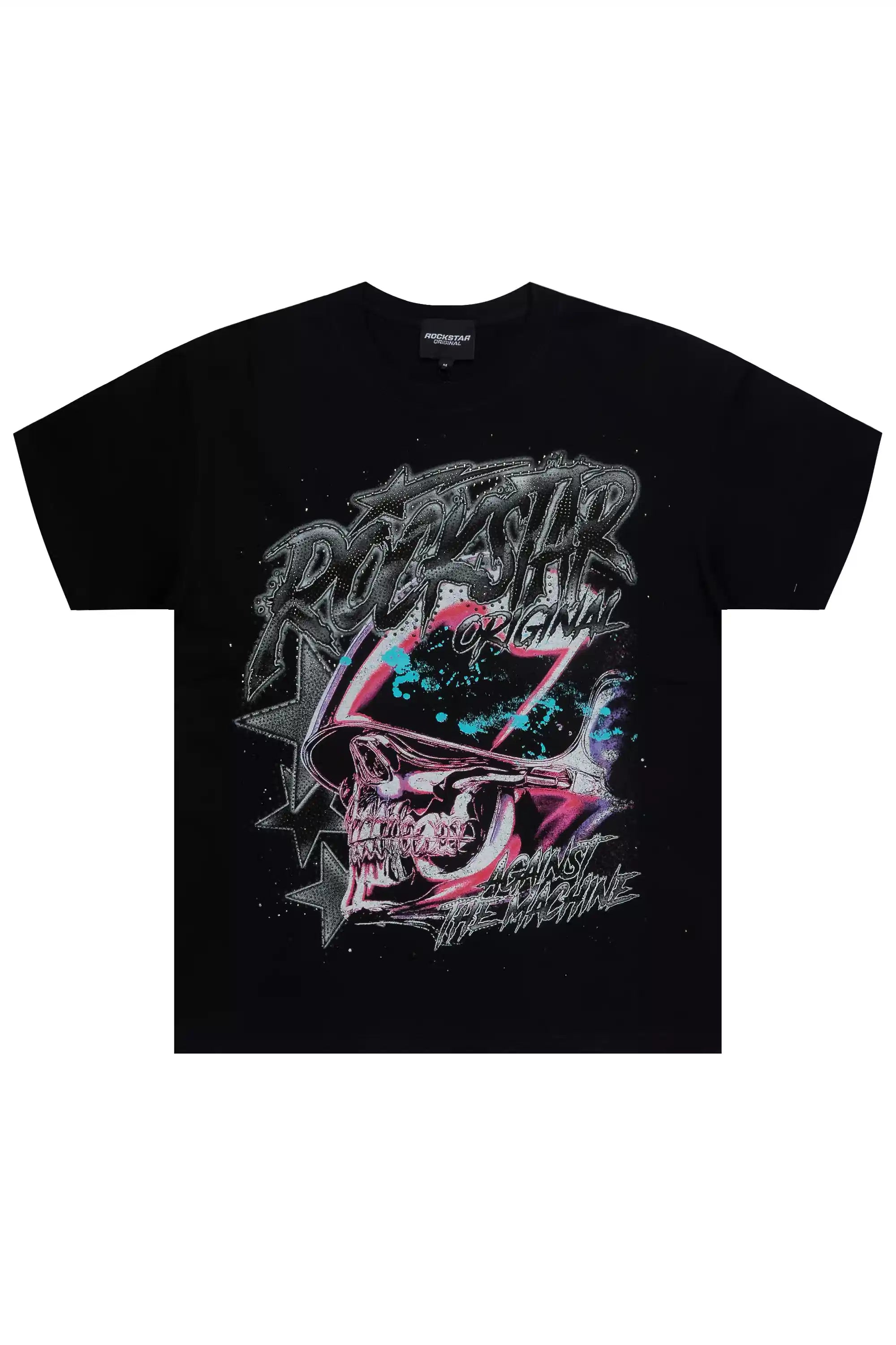 Samaya Black Rhinestone Short Sleeve Tee