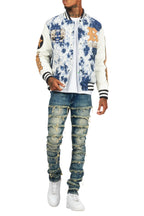 Doron Blue Tapestry Varsity Jacket